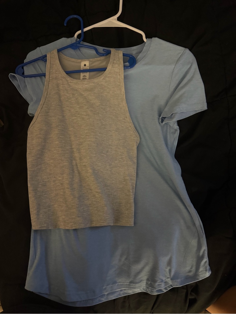 Light Blue Tee & Gray Ribbed Tank Combo
